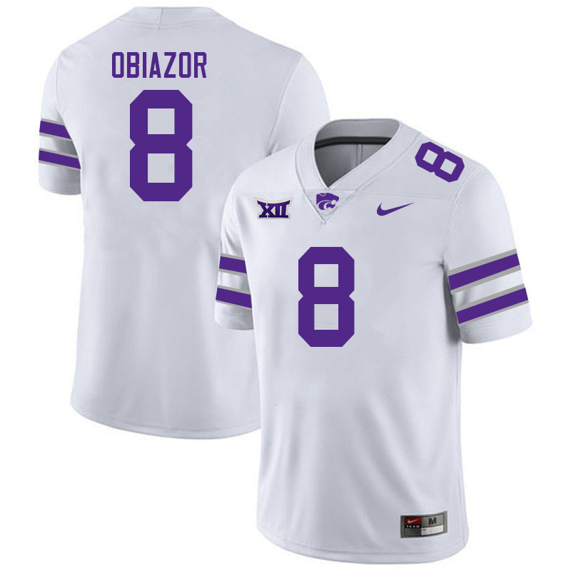 #8 Chiddi Obiazor Kansas State Wildcats Fotball Jerseys Stitched Sale-White